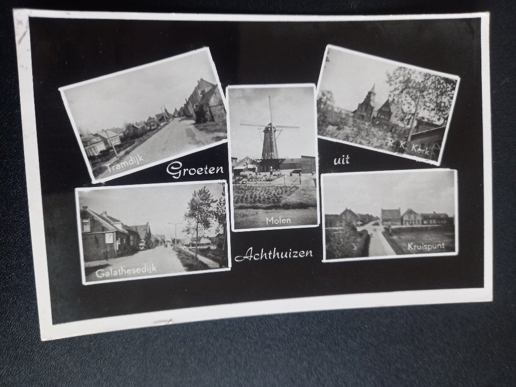 Achthuizen, groeten uit 1961, Ophalen of Verzenden, 1960 tot 1980, Gelopen, Zuid-Holland