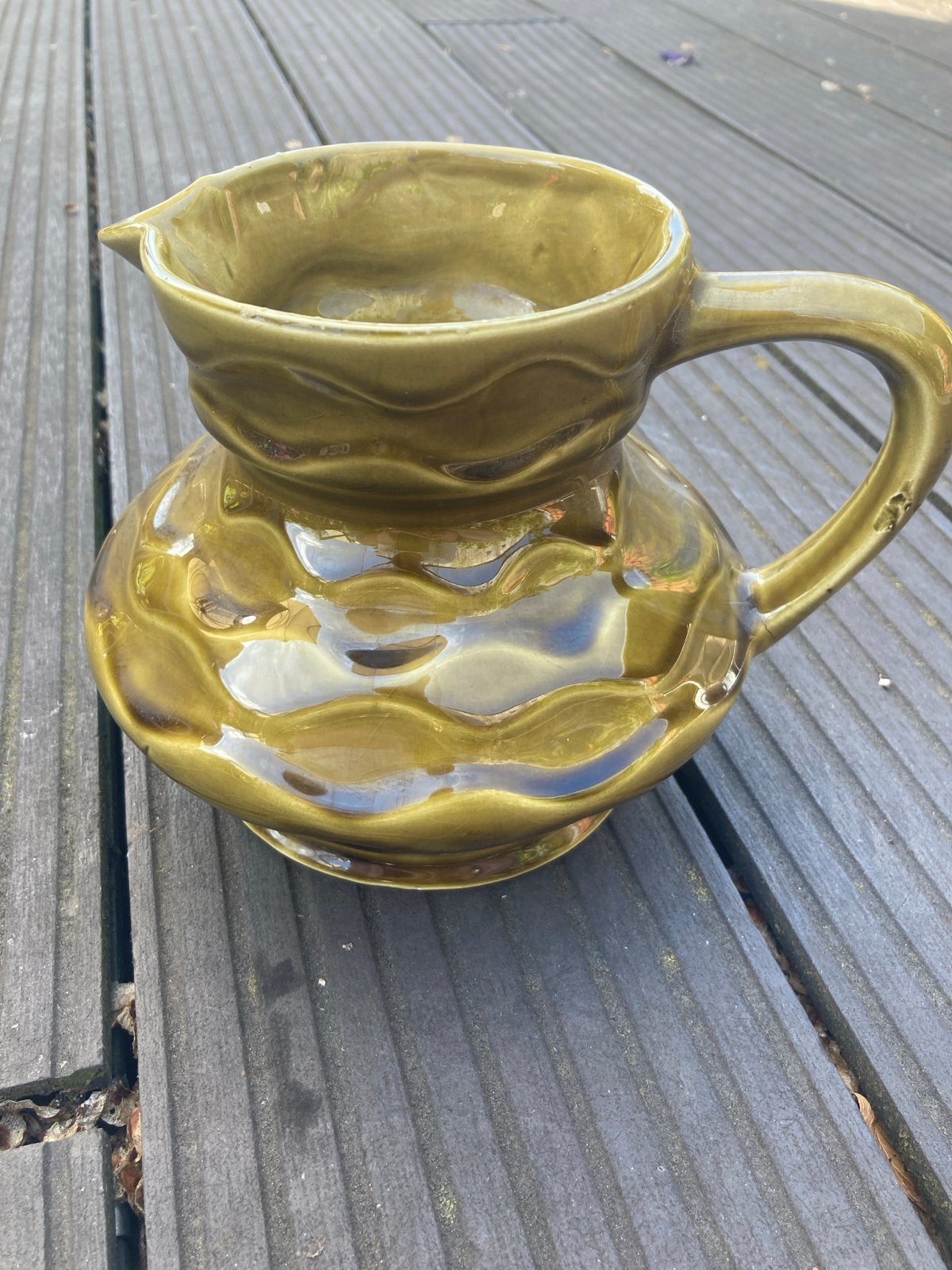 Vintage West Germany Keramiek Kan - Groen, Ophalen of Verzenden