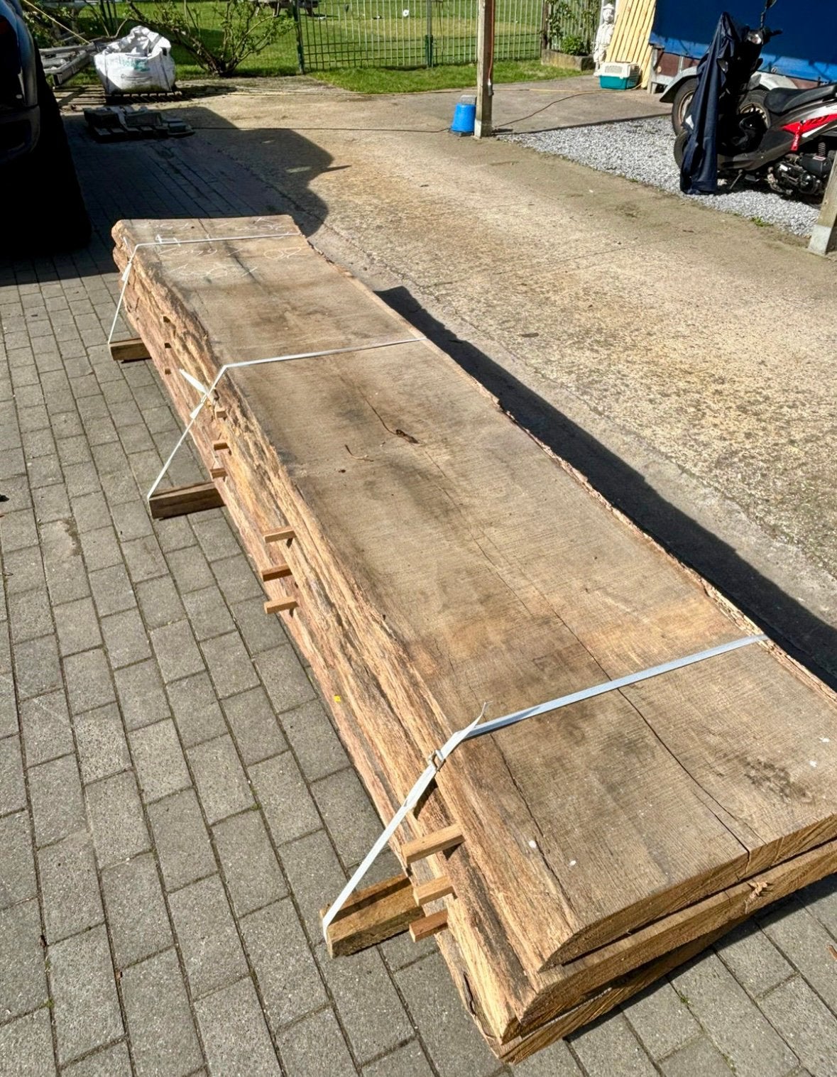Eiken massieve schaaldelen, Ophalen, Zo goed als nieuw, 250 cm of meer, Planken
