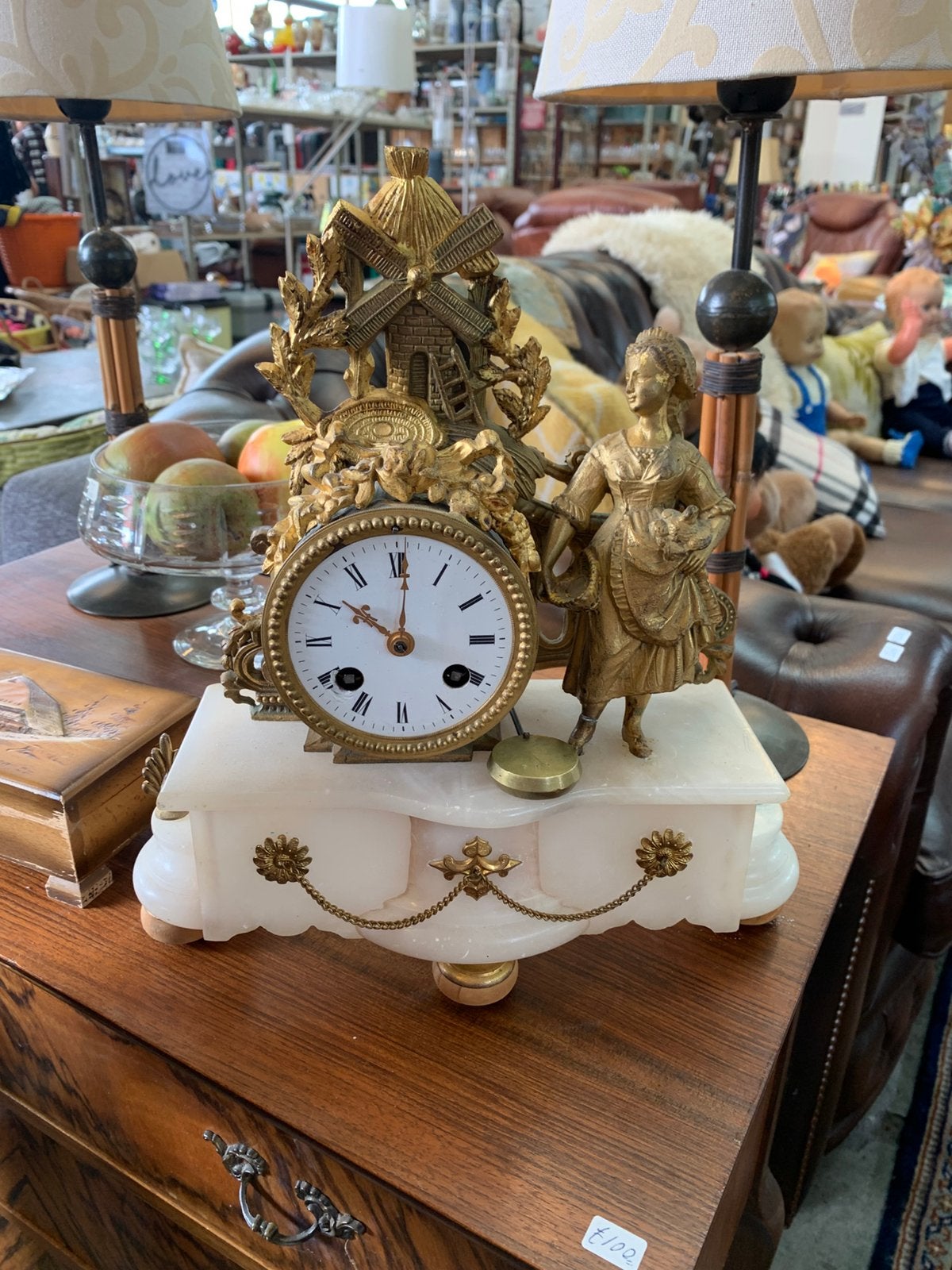 Klok mooie franse antieke bronzen biedermeier tafel klok, Verzenden