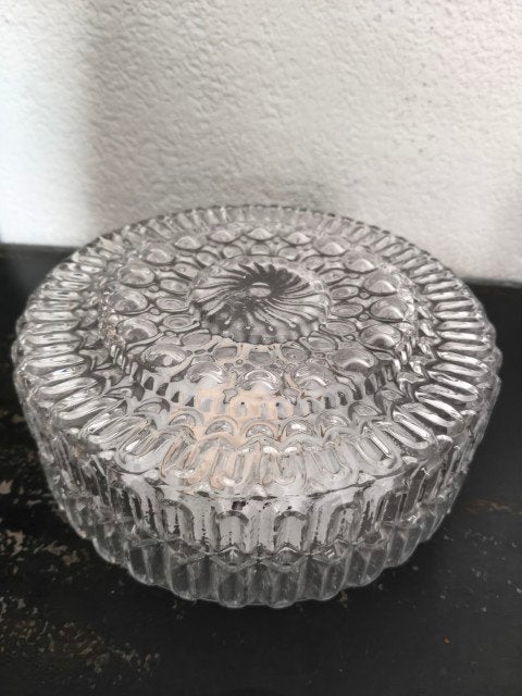 Vintage plafondlamp glas rond Massive, Gebruikt, 19 cm, Glas, E27 (groot)
