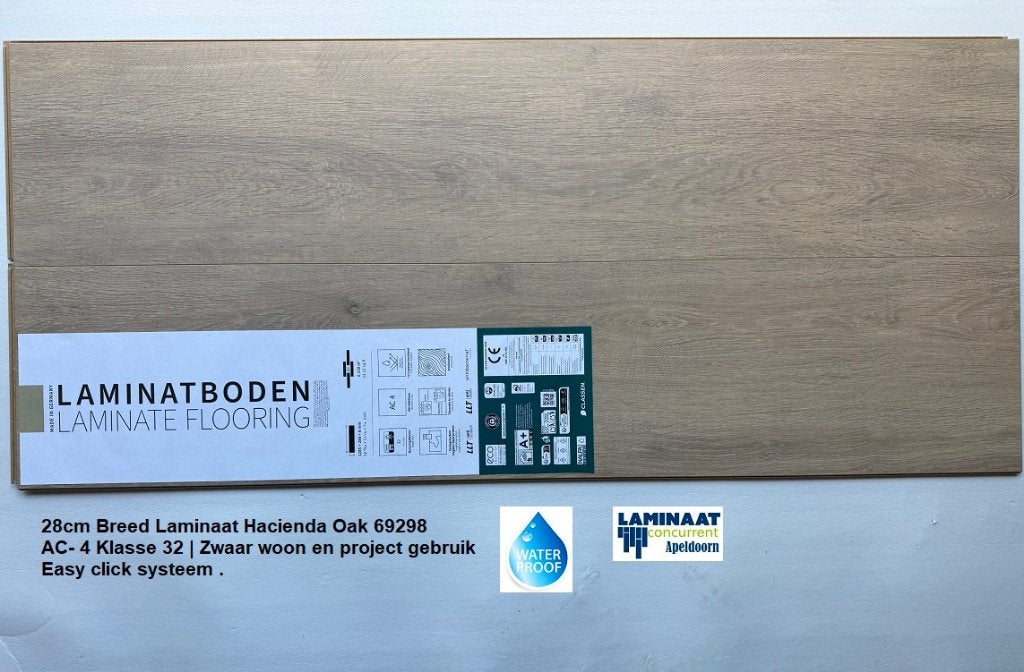 Waterbestendig 28cm breed Laminaat Hacienda Oak - Easy click, Bruin, 75 m² of meer, Nieuw, Ophalen of Verzenden