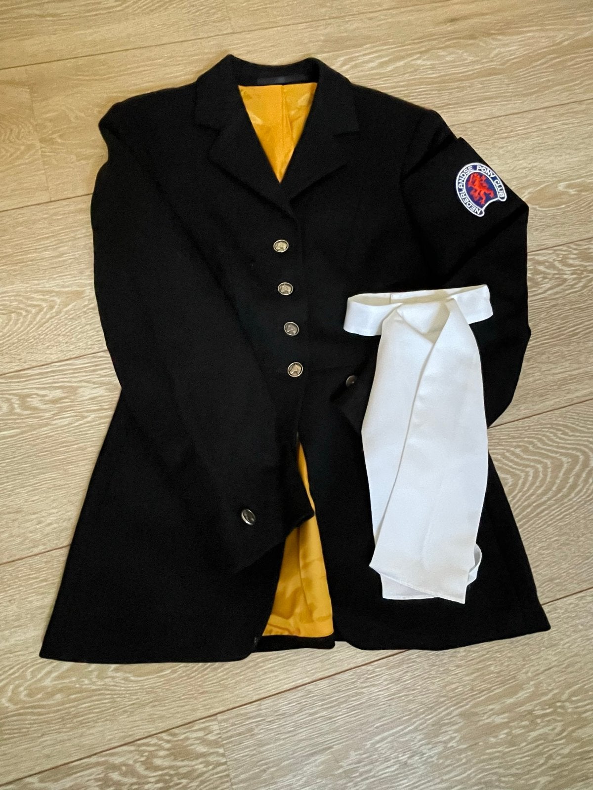 Vintage wollen wedstrijdjasje voor meisje, als nieuw, Dieren en Toebehoren, Paardrijkleding, Sierdetails, Kinderen, XS, Ophalen of Verzenden