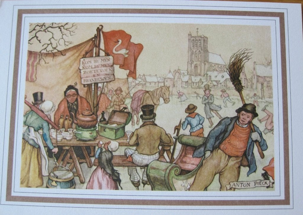 Anton Pieck - koek en zoopie kraam op het ijs - nieuw, Verzenden, 1980 tot heden, Ongelopen, Overige thema's