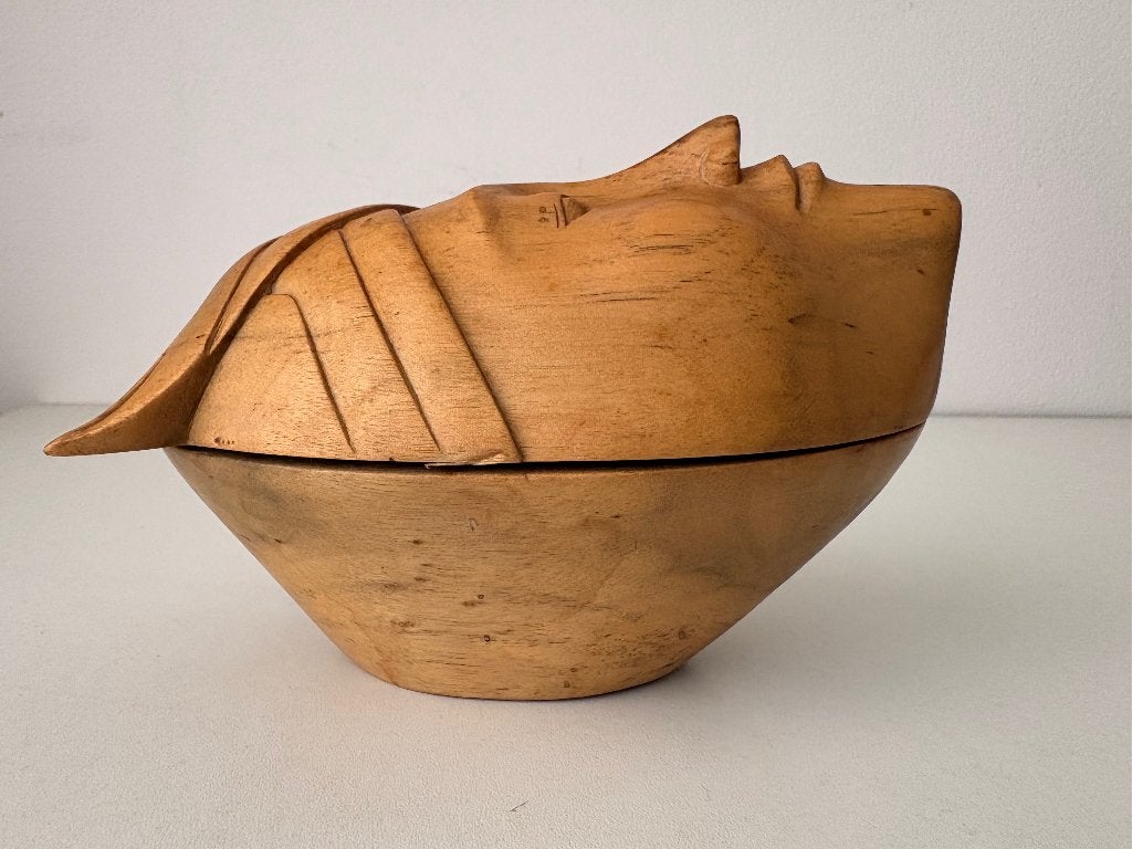 Japans houten masker-doosje, Antiek en Kunst, Kunst | Niet-Westerse kunst, Hout, Masker, Reliëf, Ophalen of Verzenden