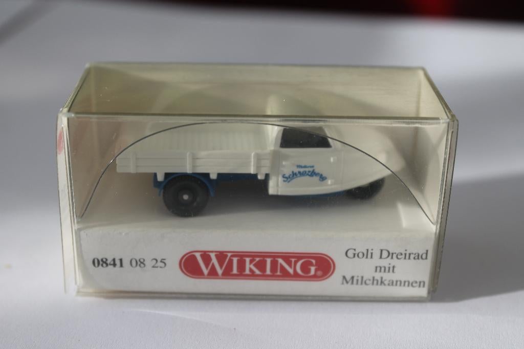 Wiking Goliath driewieler met melkkannetjes, Ophalen of Verzenden, Bus of Vrachtwagen, Wiking