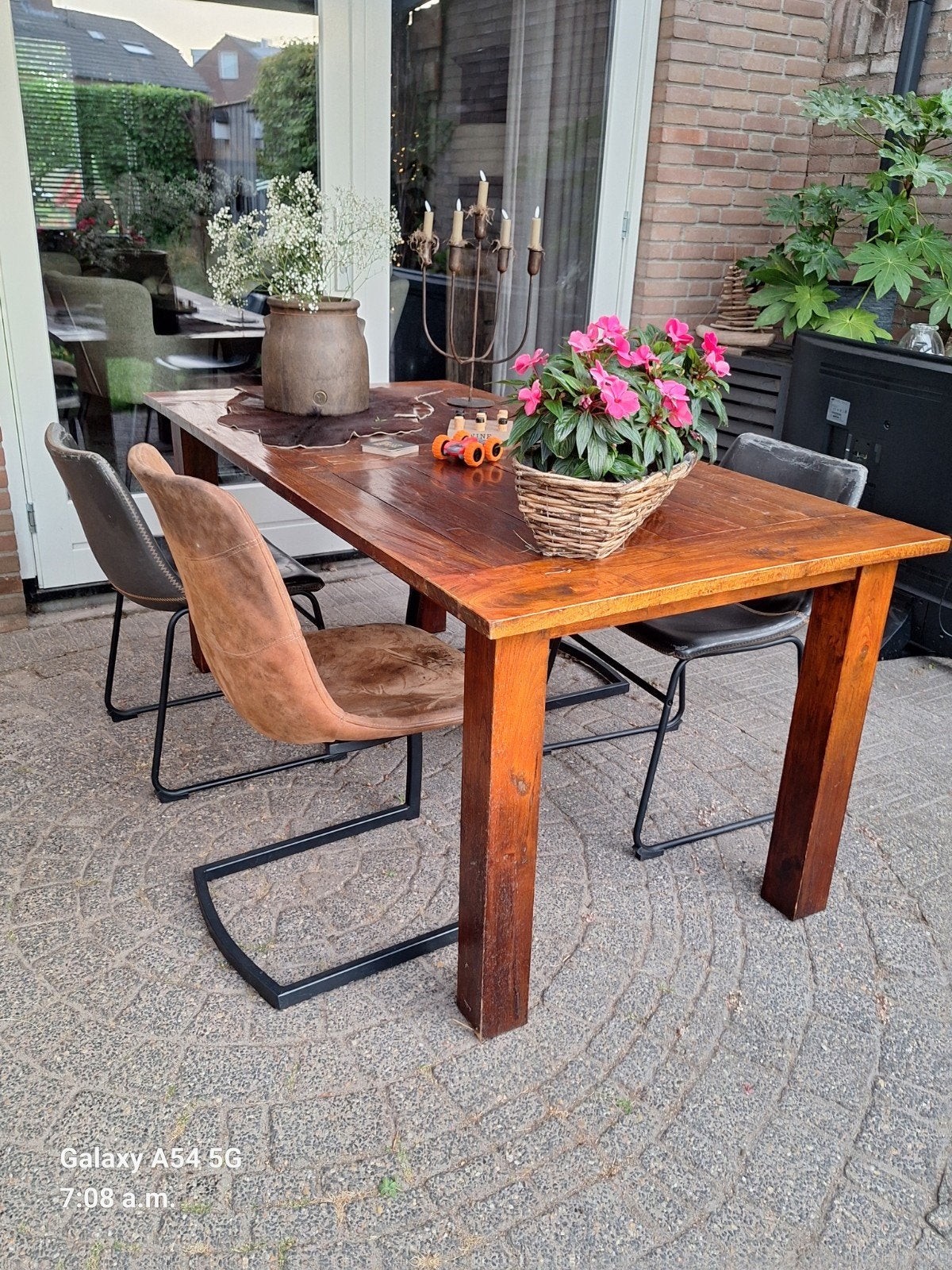 Eetkamertafel 90 x 180 en 4 stoelen te koop., Ophalen, Rechthoekig, 150 tot 200 cm, 100 tot 150 cm