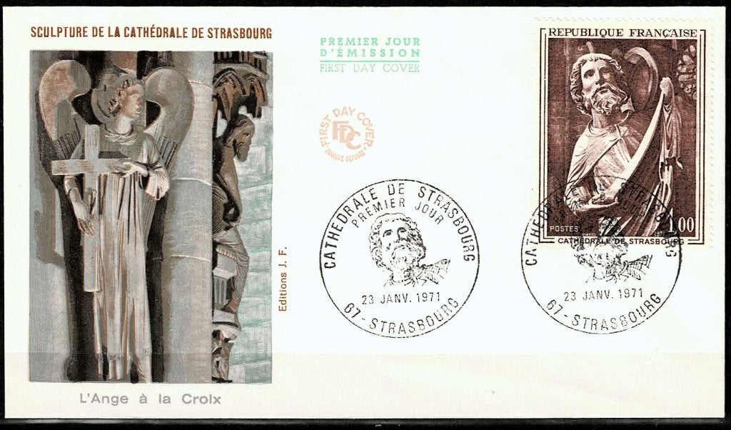 Frankrijk 1971 - First Day Cover - Cathédrale te Strasbourg, Verzenden, Gestempeld