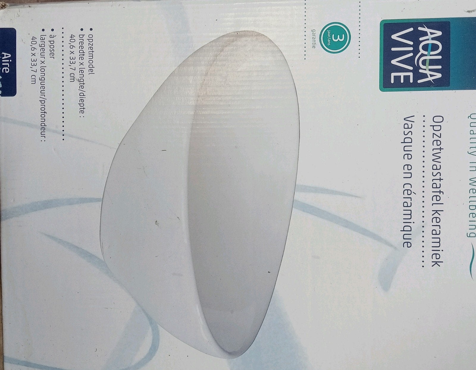 Aqua Vive Opzetwastafel Keramiek - Nieuw in doos, Ophalen of Verzenden, Nieuw