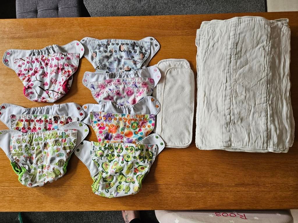Wasbare luiers; pakket met overbroekjes, prefolds en booster, Ophalen of Verzenden, Jongetje of Meisje