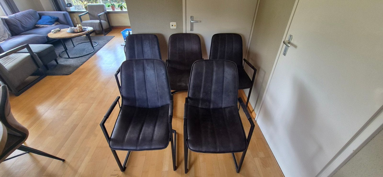 5x Eetkamerstoel Riv, Huis en Inrichting, Ophalen, Gebruikt, Metaal, Grijs