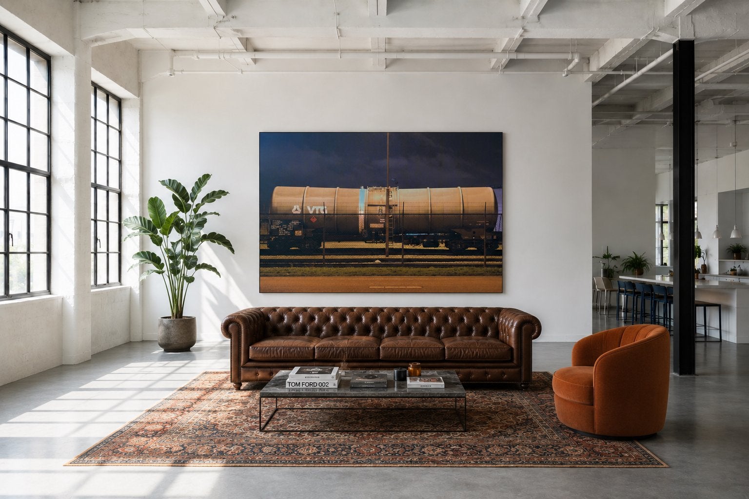Kunstfoto VTG Wagon Botlek bij Nacht 90x130 cm op 5mm Forex, Ophalen, Foto, Fotografie