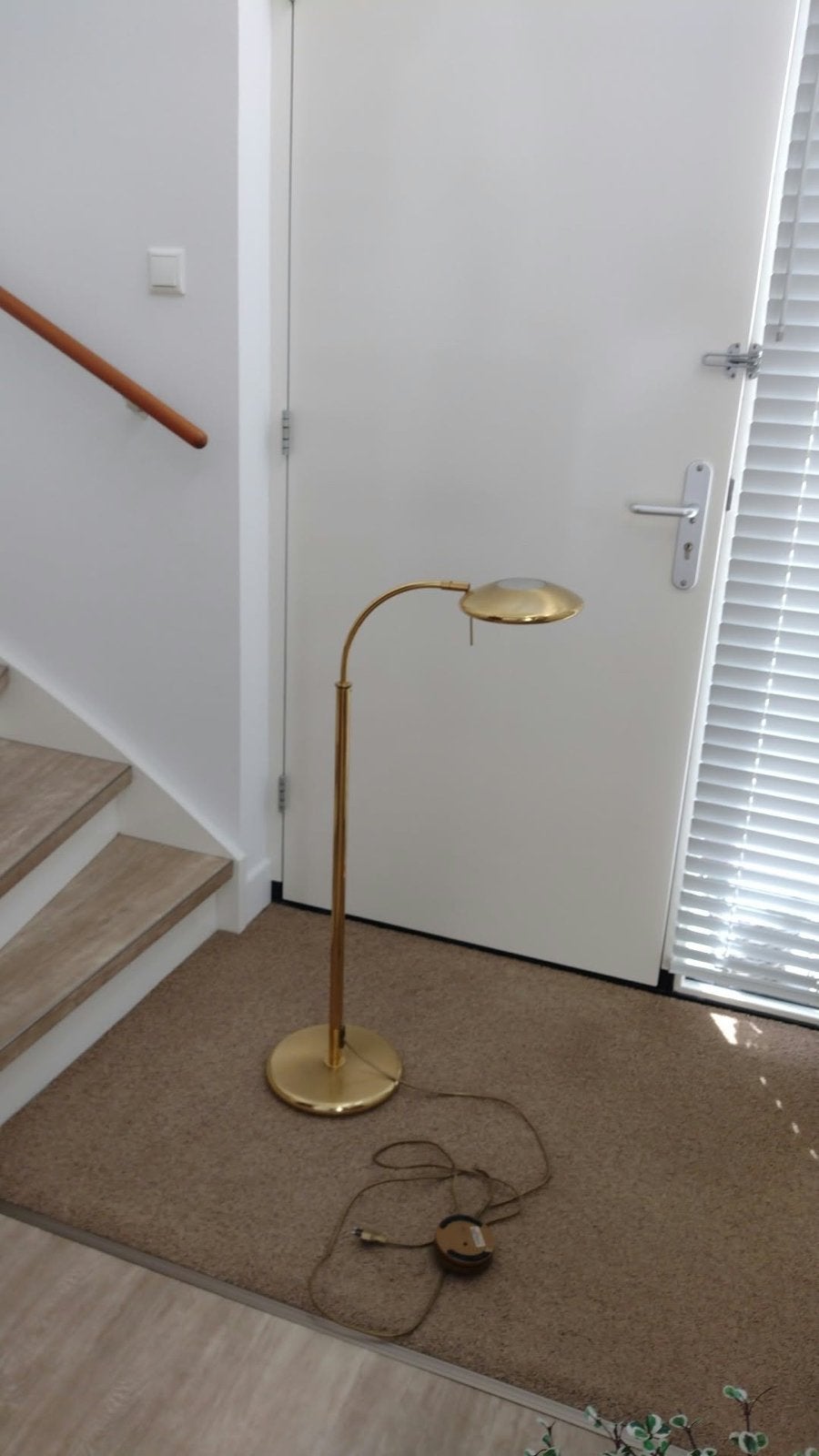 Messing lees-vloerlamp in hoogte verstelbaar en dimbaar (KWF, Huis en Inrichting, Ophalen, Gebruikt, 100 tot 150 cm