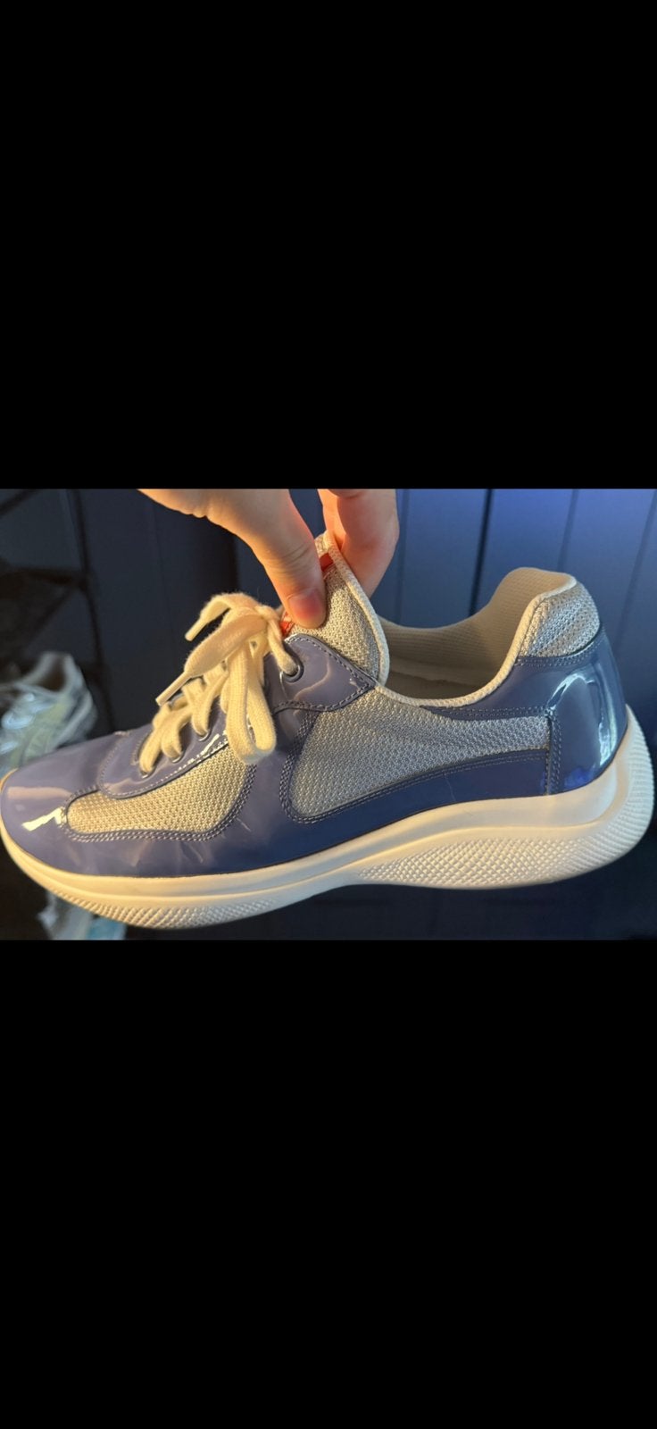 Prada Cups Blauwe Sneakers – Origineel – Maat 43, Ophalen, Blauw, Sneakers of Gympen, Gedragen