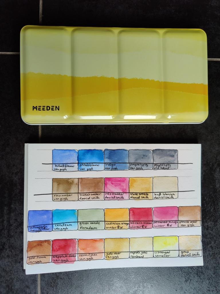 Meeden pallet, deels gevuld, aquarel om gelijk te beginnen, Hobby en Vrije tijd, Schilderen, Ophalen of Verzenden, Nieuw, Waterverf