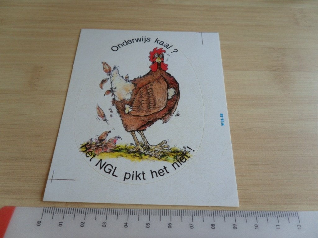 sticker strip kip - onderwijs kaal? het NGL pikt het niet, Ophalen, Zo goed als nieuw