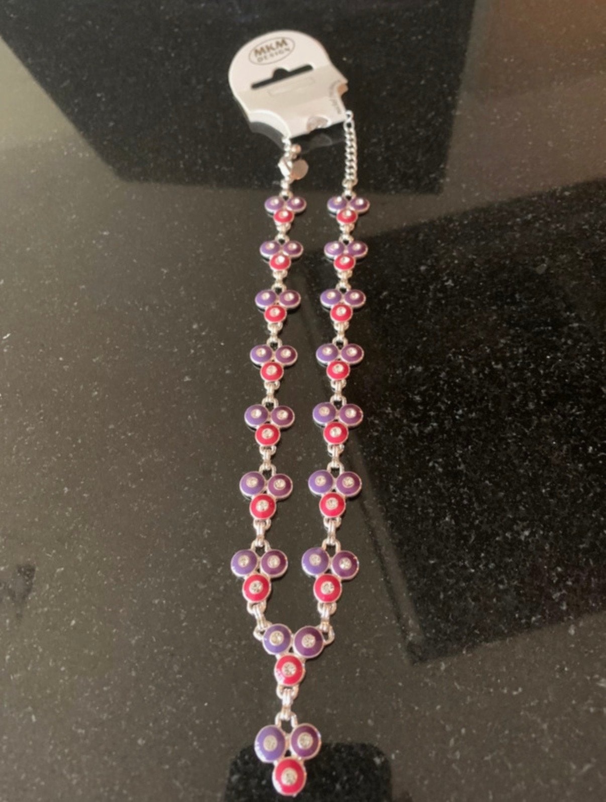 Nieuwe MKM Design Ketting met paarse en rode accenten, Met kristal, Overige materialen, Paars, Nieuw