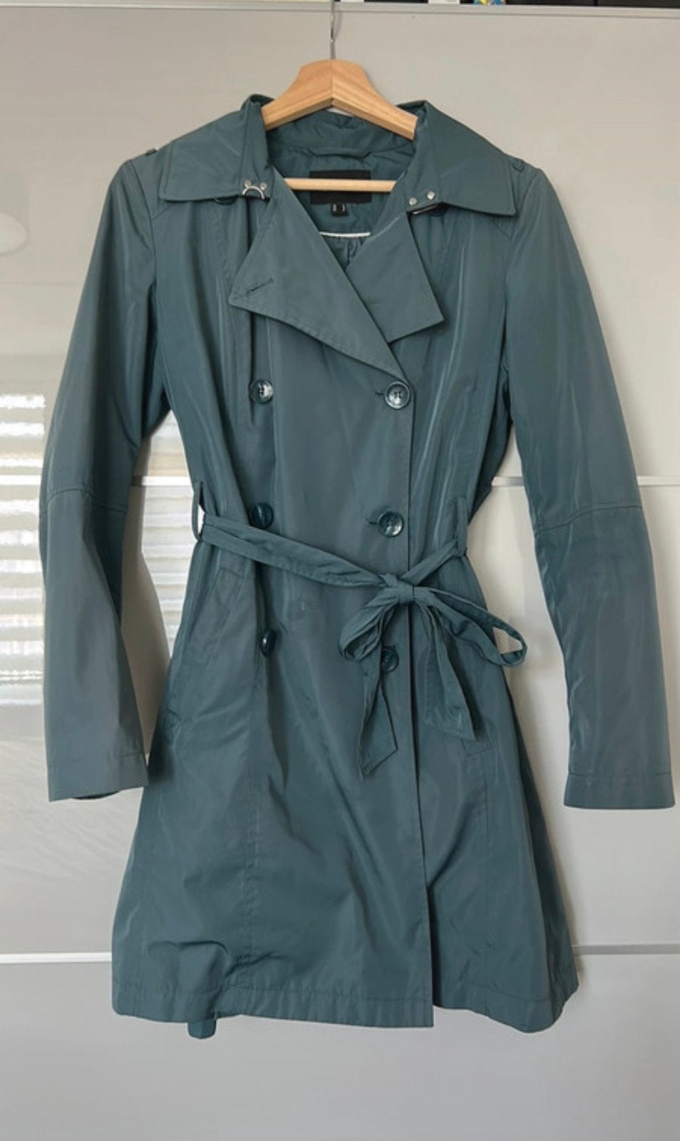 Trenchcoat lichtblauw/turquoise Mexx – maat 38, Kleding | Dames, Ophalen of Verzenden, Gedragen, Maat 38/40 (M), Blauw