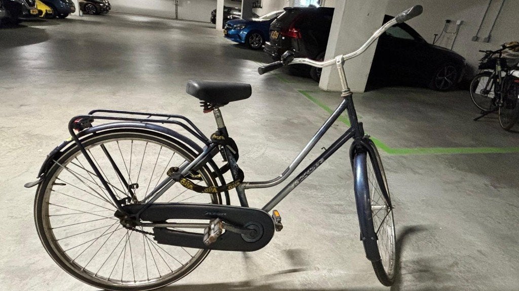 Azor damesfiets blauw met slot, Terugtraprem, Gebruikt, 47 tot 50 cm, Ophalen