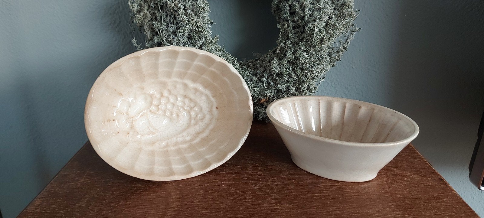 puddingvormen met fruitdecor van petrus regout, Antiek en Kunst, Ophalen of Verzenden