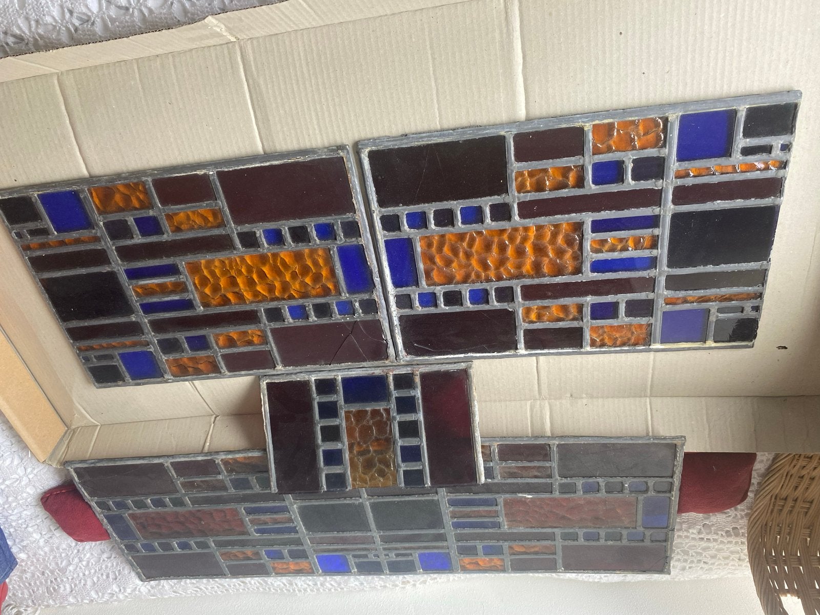 Glas in lood panelen - diverse maten, deels beschadigd, Ophalen
