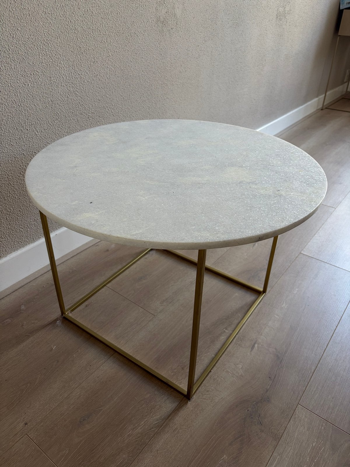 Marmeren Salontafel Bloomingville met Gouden Onderstel, Ophalen, Overige materialen, Rond, Scandinavisch
