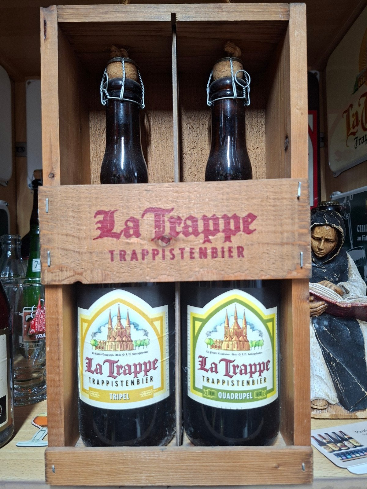 La Trappe Trappistenbier Houten Kist - Tripel & Quadrupel, Ophalen of Verzenden, Nieuw, Flesje(s), La Trappe