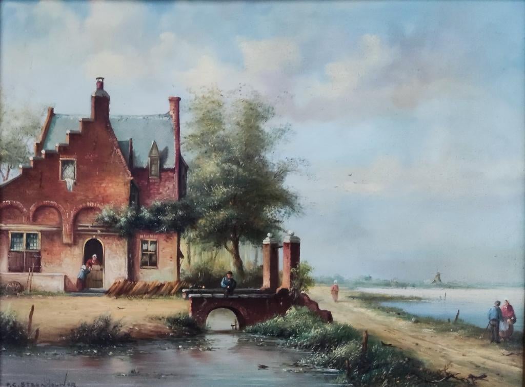 P.C. Steenhouwer (1896-1972)-Hollands huis aan het water, Ophalen of Verzenden