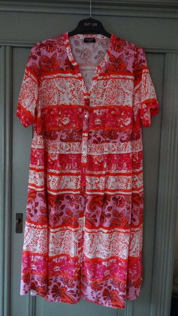 Via Appia Due roze/rood/wit zomerjurkje, maat 46, Verzenden, Maat 46/48 (XL) of groter, Zo goed als nieuw, Via Appia Due