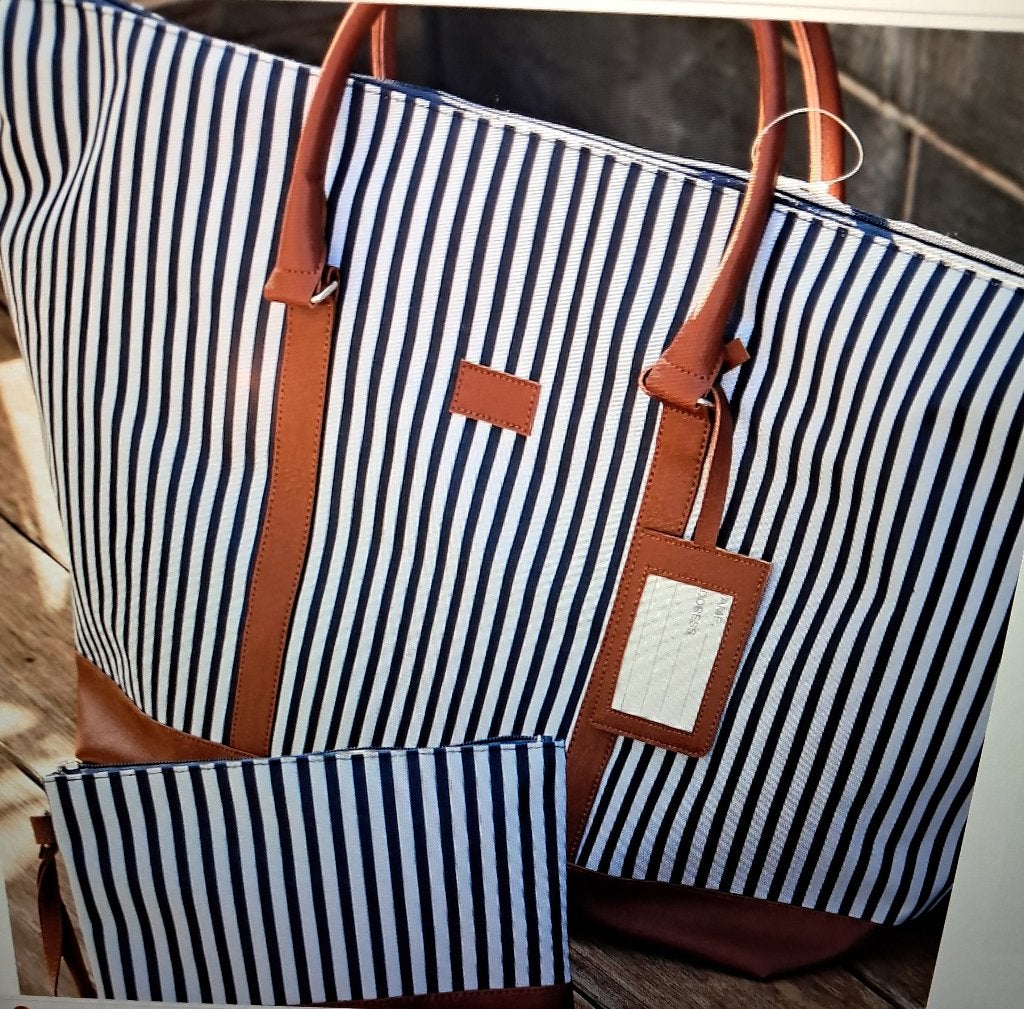 Super leuke nieuwe reistas/strandtas met toilettas (Nieuw), 30 cm of meer, Blauw, Nieuw, Ophalen of Verzenden
