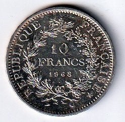 10  francs  1968  Frankrijk. km. 932, Ophalen of Verzenden, Frankrijk, Losse munt, Zilver