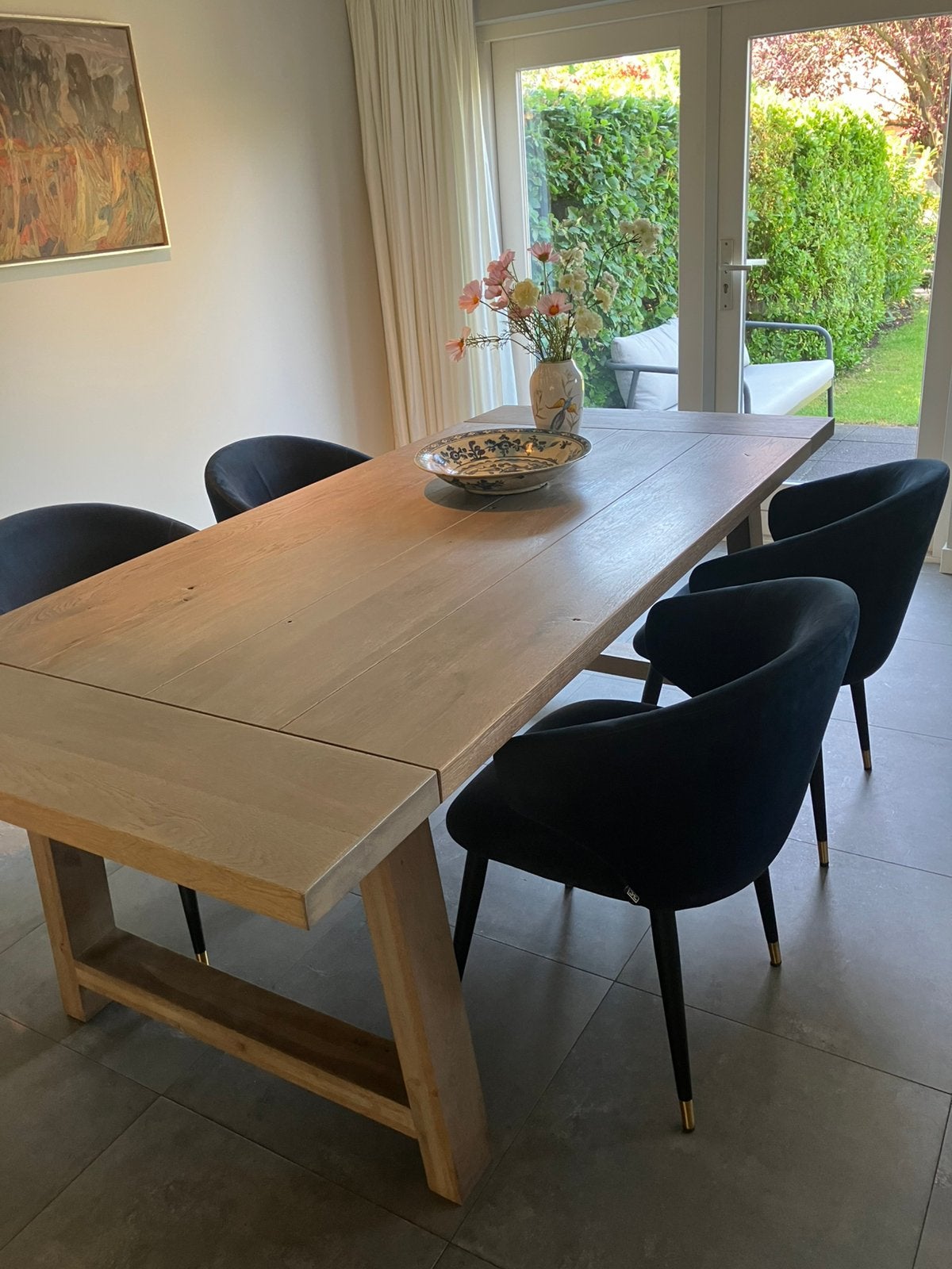 Mooie eiken white wash eettafel, Ophalen, Gebruikt, 100 tot 150 cm, Stijlvol, warm