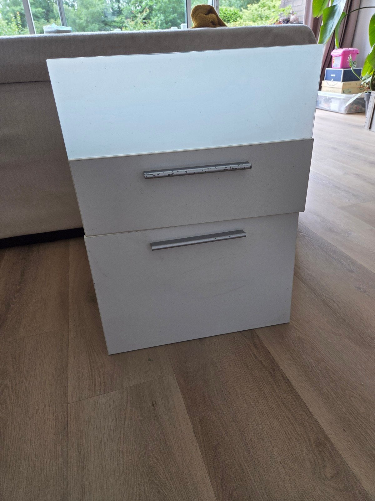 Nette IKEA Kommode Kast met 6 Laden (Matglas/Hout), Gebruikt, 100 tot 150 cm, 5 laden of meer, Ophalen of Verzenden