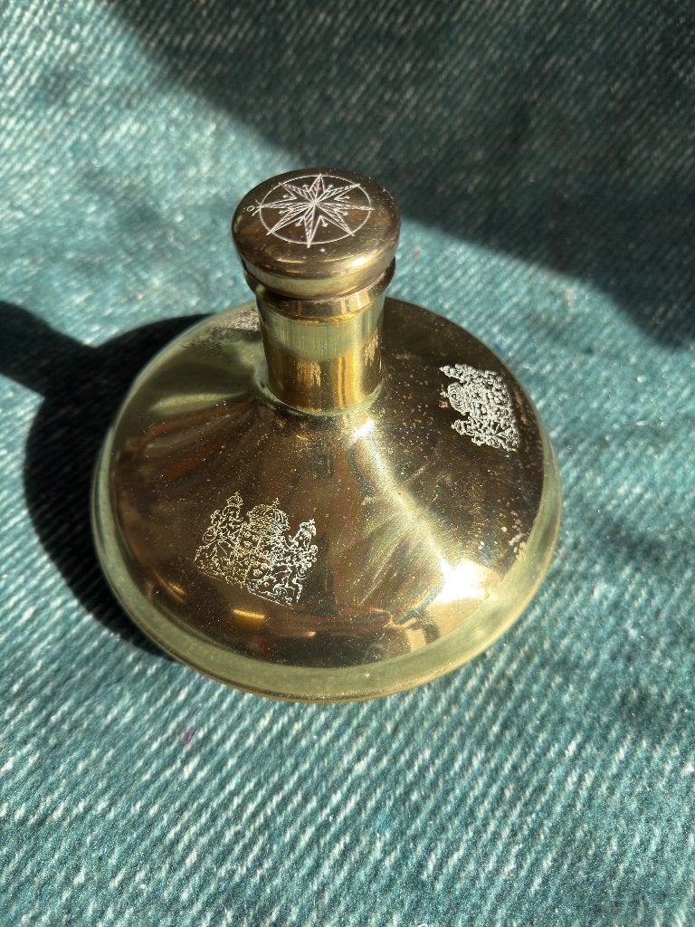 Vintage nautische kapiteinskaraf – messing & glas – Zweeds, Verzamelen, Ophalen of Verzenden, Gebruikt, Motorboot of Zeilboot