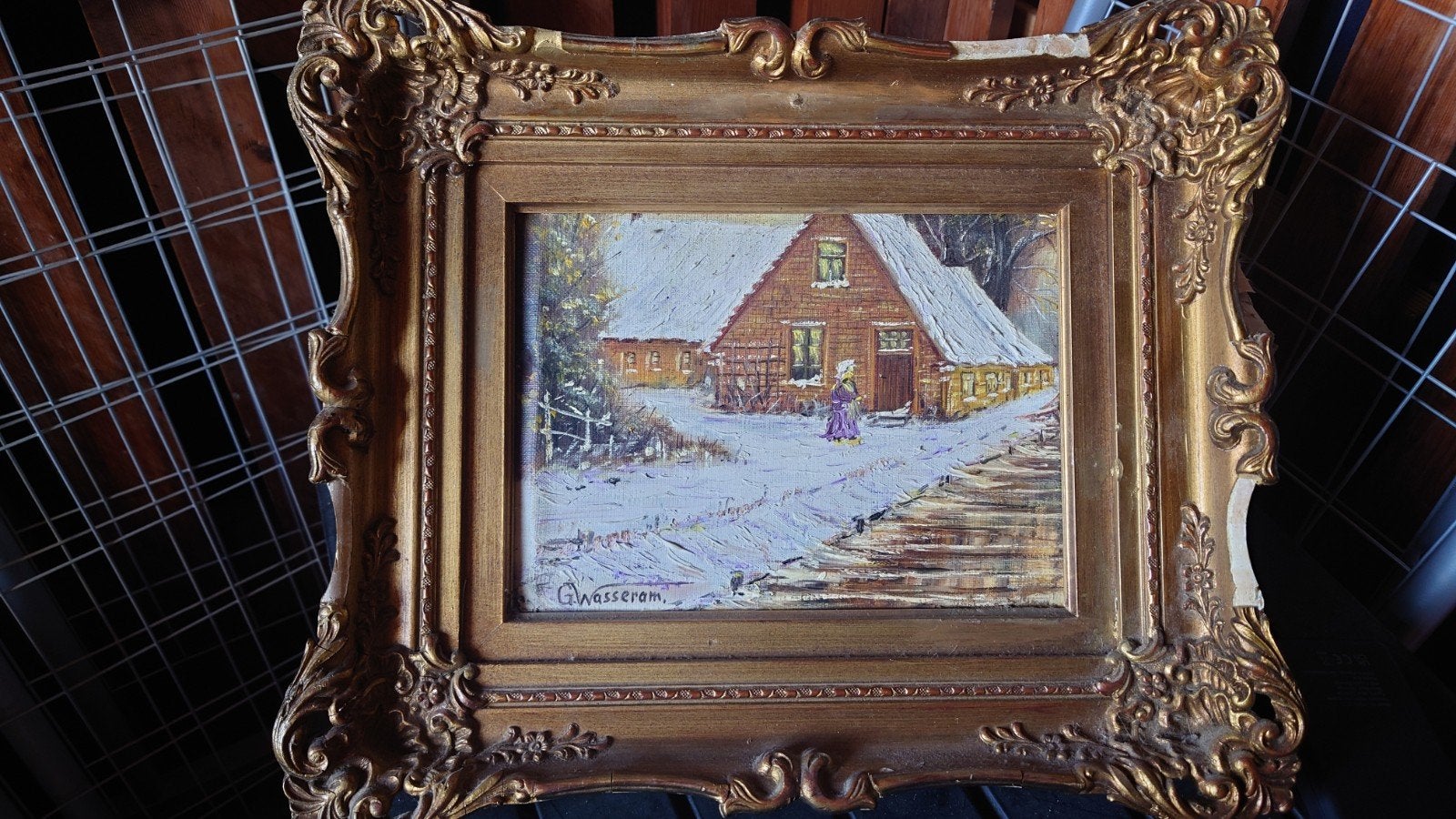 Klassiek Wintergezicht G. Wasserman in Baroklijst, Ophalen of Verzenden