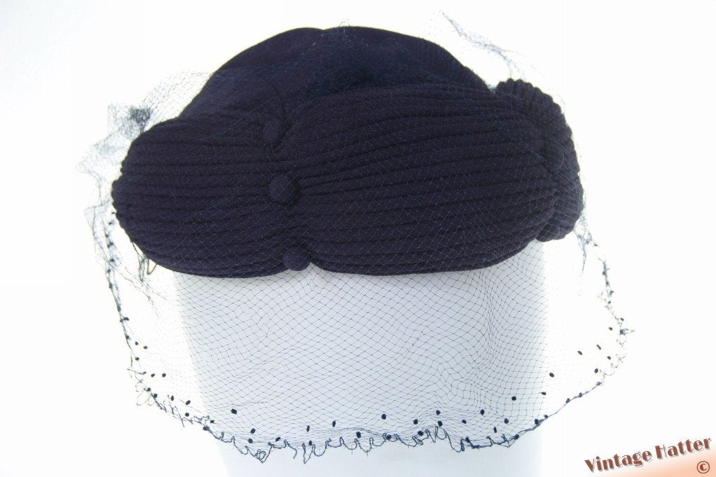 Vintage Cocktailhoedje Dolita Design violet blauw 54-57, Kleding | Dames, Hoeden en Petten, Hoed, Zo goed als nieuw, Dolita Design