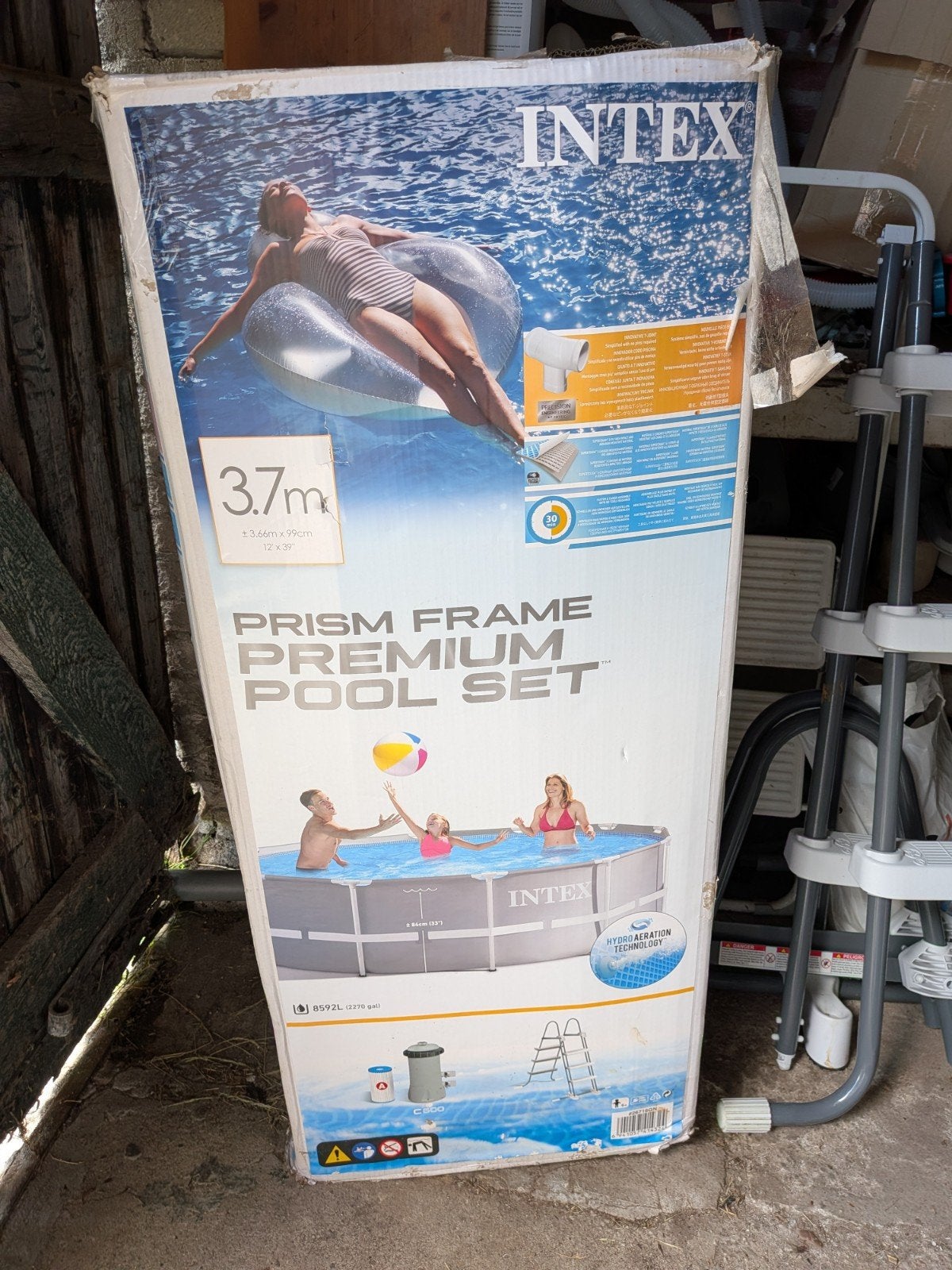 Intex Prism Frame Premium 3,66m x 99cm frame + trap, Ophalen, Gebruikt, 200 tot 300 cm, 80 tot 120 cm