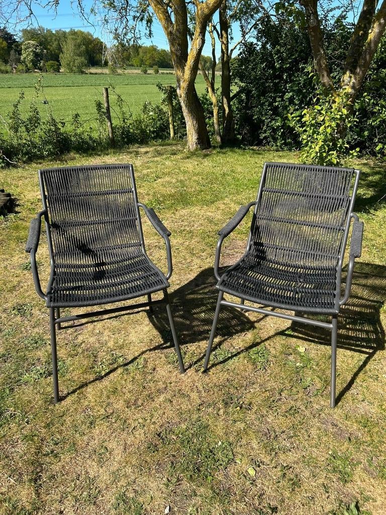2x Taste 4SO Tuinstoelen - Grijs Wicker, Tuin en Terras, Tuinstoelen, Ophalen of Verzenden, Gebruikt, Wicker