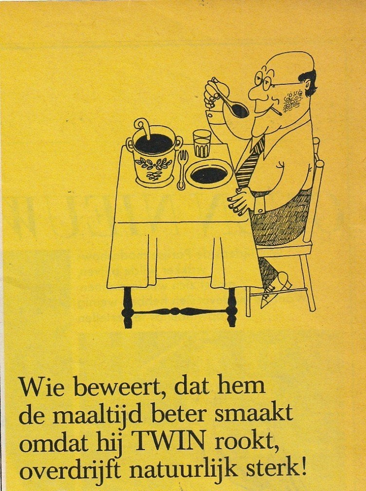 Retro reclame 1968 Twin shag smaakt de maaltijd ook beter?, Verzenden, Overige typen