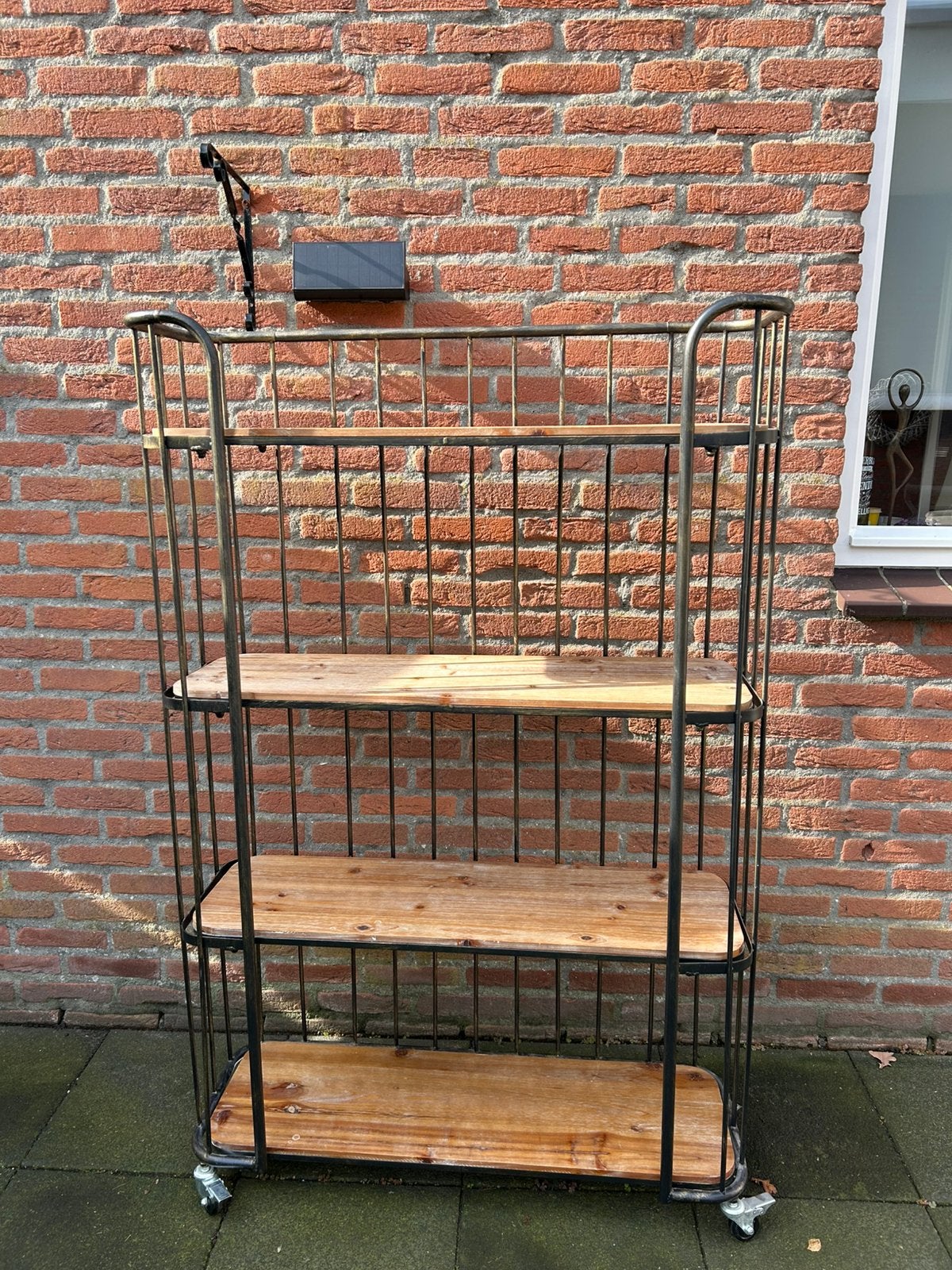 Industriële trolley met houten planken, Ophalen, Zo goed als nieuw
