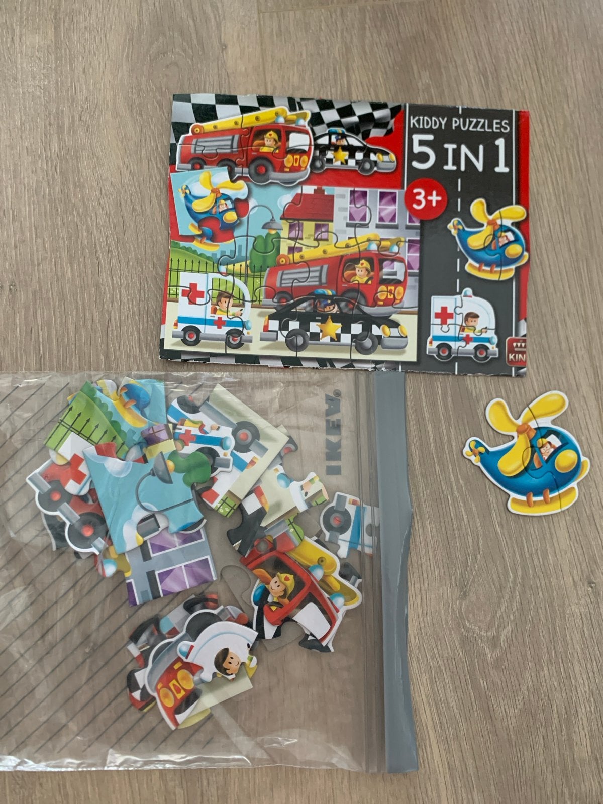 Kiddy Puzzles 5-in-1 Voertuigen Puzzel, Ophalen of Verzenden, Meer dan 50 stukjes, Gebruikt, 2 tot 4 jaar