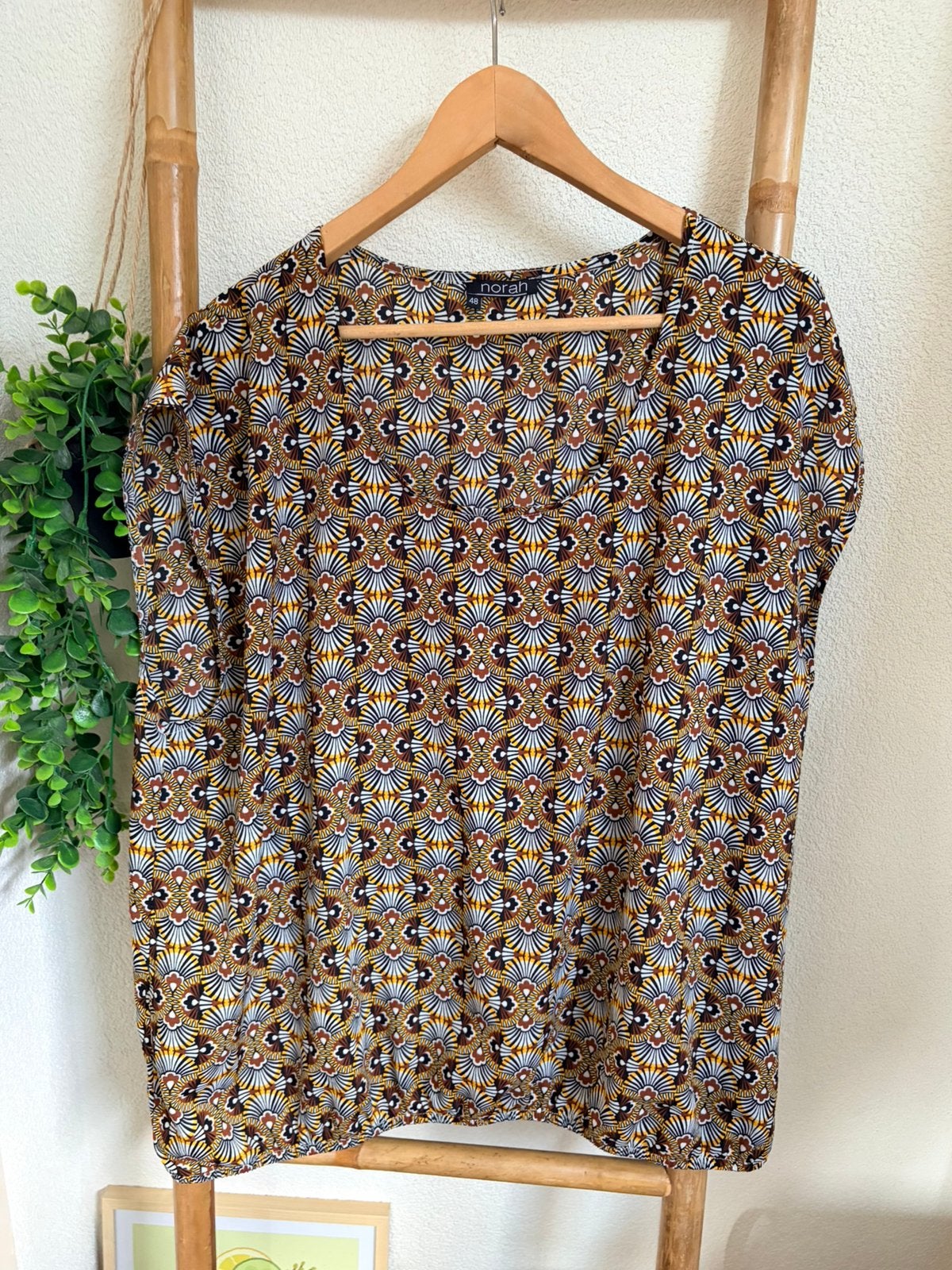 Norah blouse maat 48, Ophalen of Verzenden, Zo goed als nieuw, Maat 46/48 (XL) of groter, Bruin