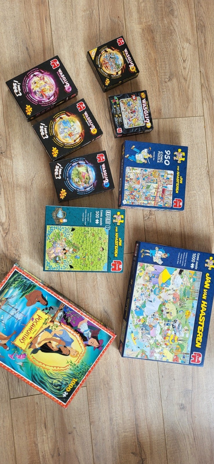 Diverse puzzels: Wasgij, Jan van Haasteren (set of los), Hobby en Vrije tijd, Denksport en Puzzels, Zo goed als nieuw, 500 t/m 1500 stukjes