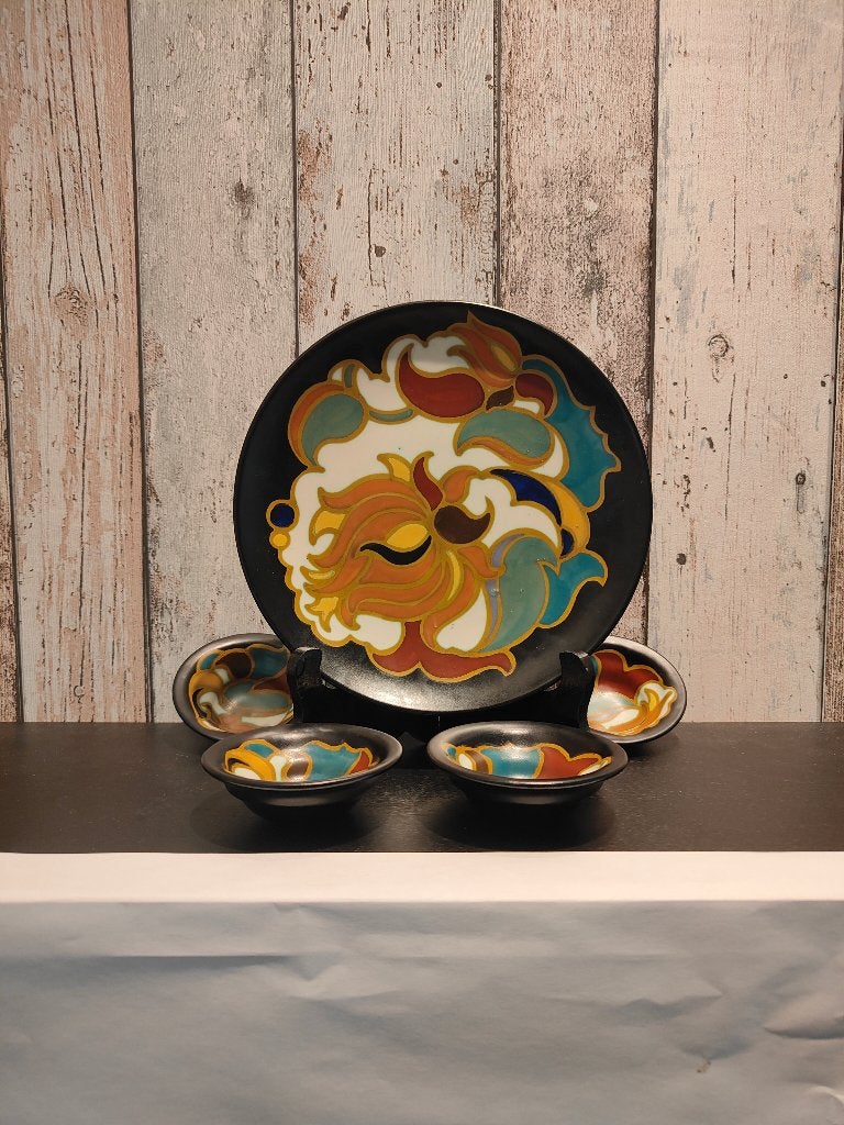 Zenith Gouda decor "RUBY" bord en 4 pinda bakjes, Ophalen of Verzenden