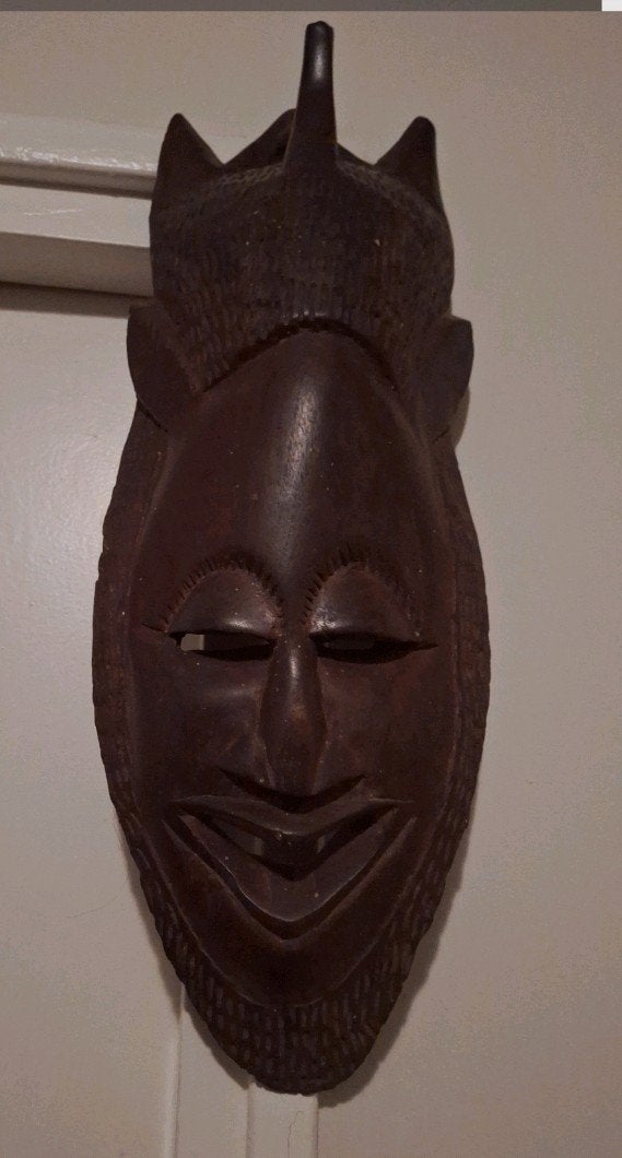 Hardhouten masker uit West-Afrika, Handgemaakt, 20 - 50 cm, Hout, Bruin