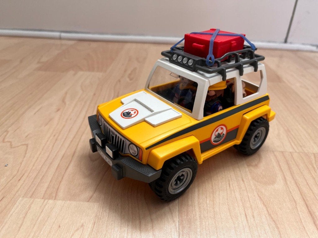 PLAYMOBIL Reddingswerkers met terreinwagen - 9128, Gebruikt, Complete set, Voertuig, Ophalen of Verzenden