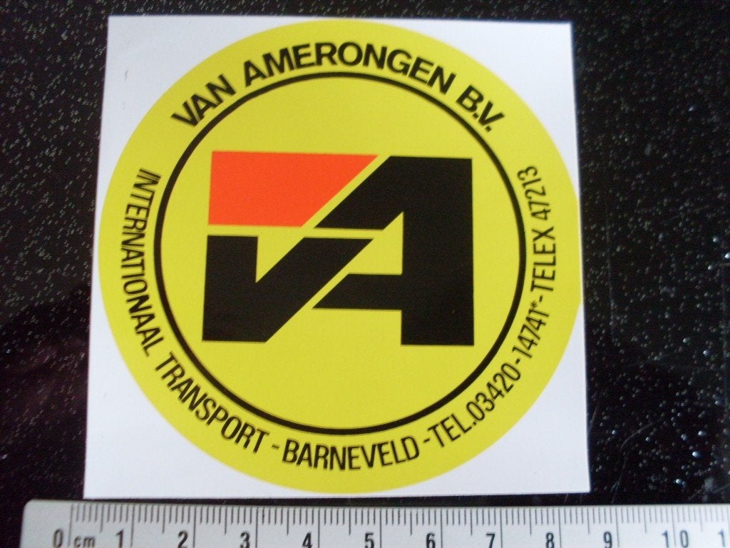 sticker van amerongen int transport barneveld logo, Verzenden, Zo goed als nieuw, Bedrijf of Vereniging