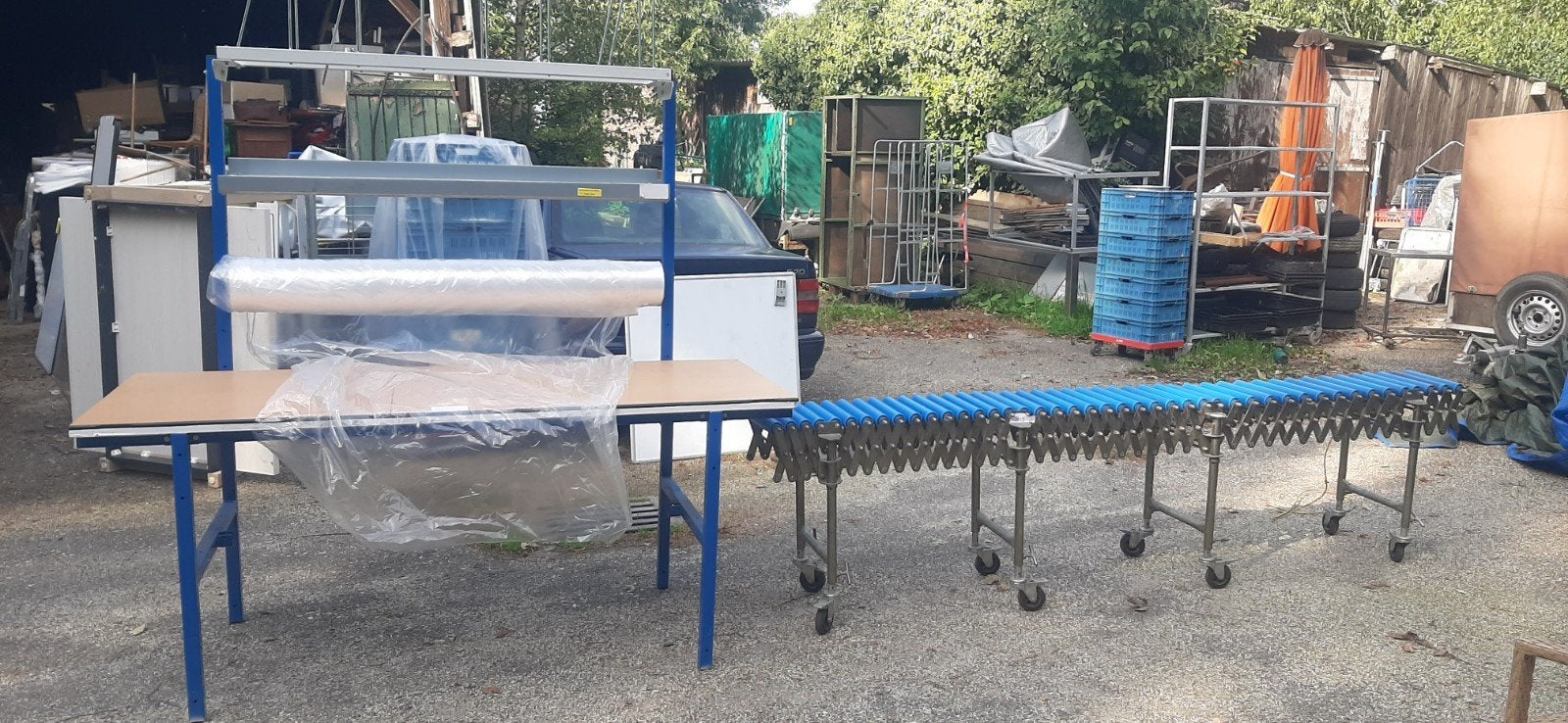 Inpaktafel + rvs rollenbaan, Ophalen, Zo goed als nieuw