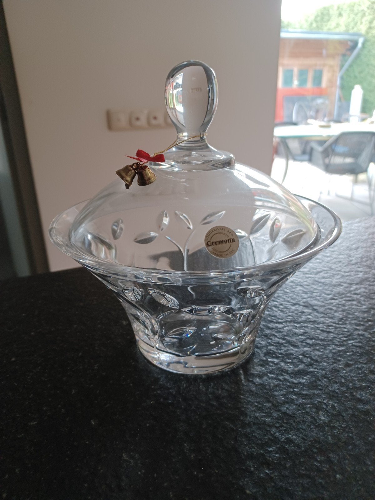 Prachtige Cremona kristallen schaal met deksel, Antiek en Kunst, Antiek | Glas en Kristal, Ophalen of Verzenden