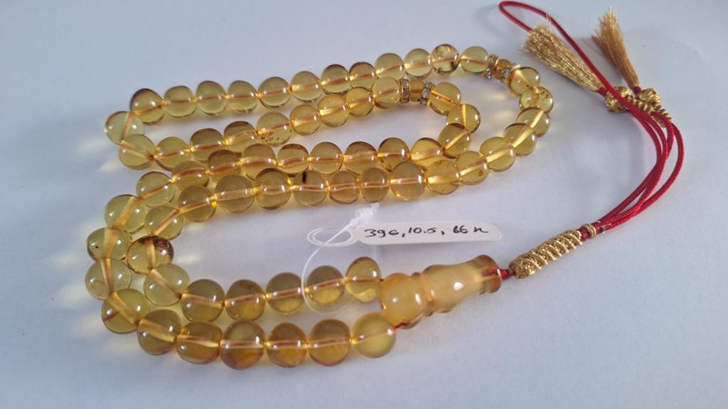 Baltische amber barnsteen tesbih ketting, Ophalen of Verzenden, Overige materialen, Ketting, Met edelsteen